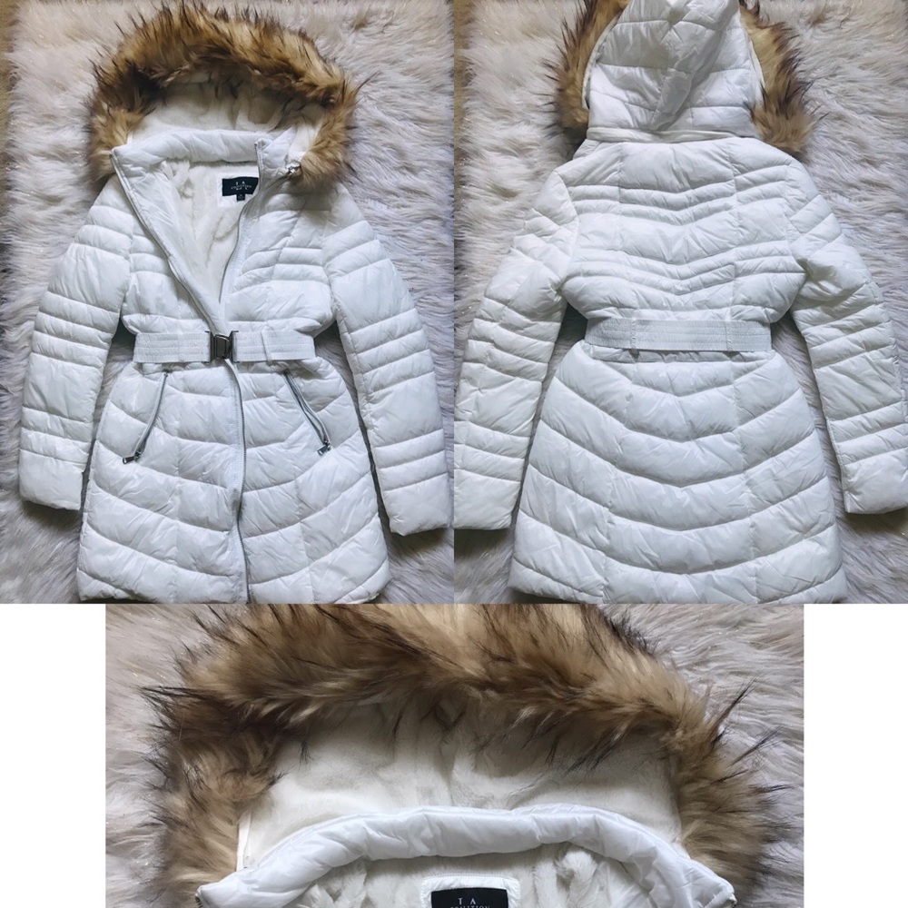 White Fur Hooded Coat